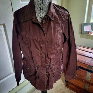 Liz Claiborne Brand Women's Brown Cotton-Twill Utility Jacket. Size Large